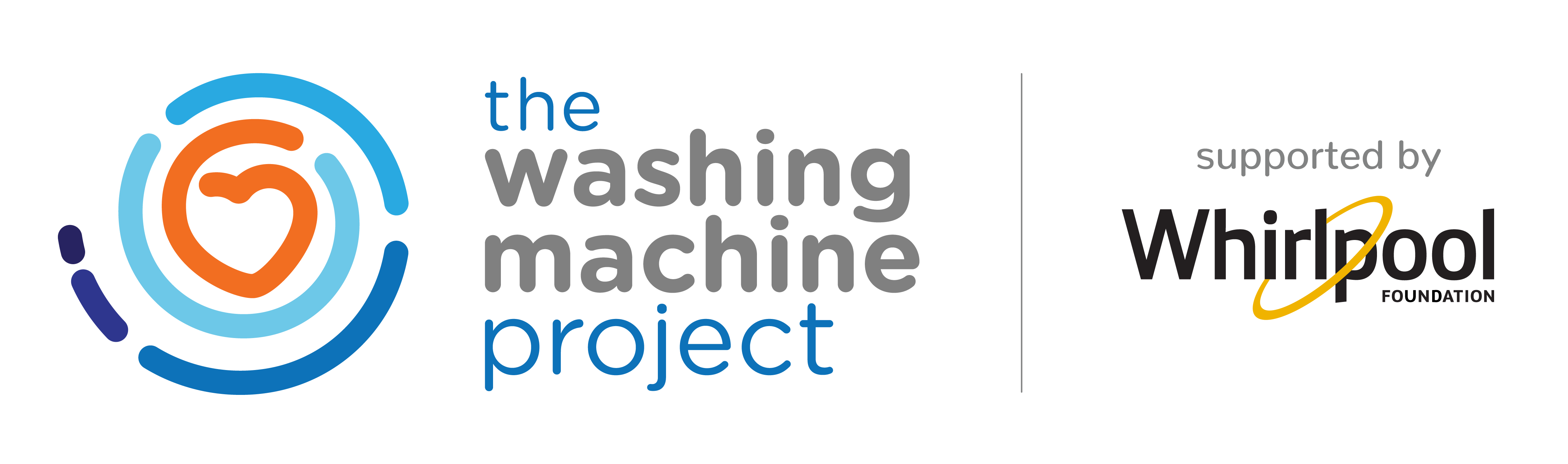 The Washing Machine Project Supported by Whirlpool Foundation logo lockup
