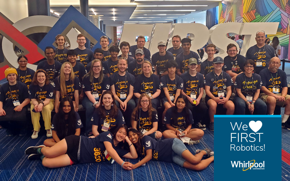2022 'Average Joes' FIRST Robotics team from St Joesph, MI, sponsored by Whirlpool Corp