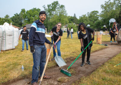 volunteers helping fix up June Woods park
