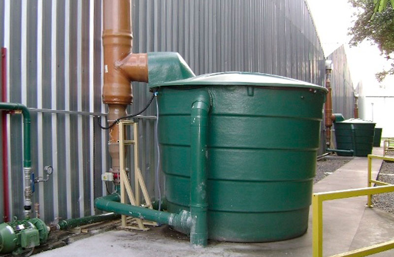 individual rainwater collection container at Whirlpool Brazil manufacturing plant