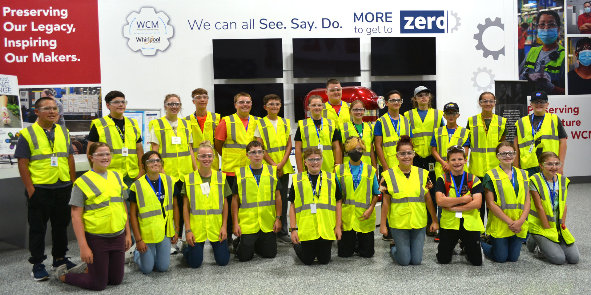 7 and 8 graders at Whirlpool manufacturing facility in Greenville, Ohio, participating in a week-long summer camp