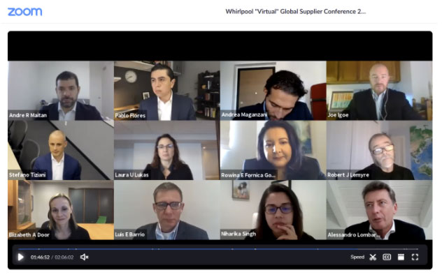 Whirlpool virtual event for suppliers on zoom call
