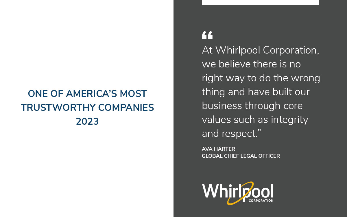 Whirlpool one of America's most trustworthy companies 2023, rated by Newsweek